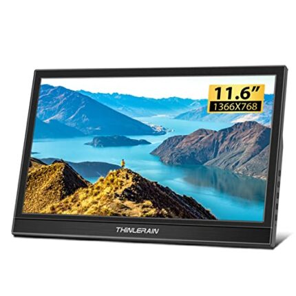 Thinlerain Portable Monitor - 11.6 inch Dual HDMI Laptop Monitor, 1366 x 768 TN LED Display External Monitor for Laptop and Computer, Build in Sp