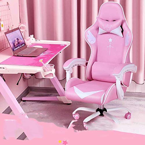 LEIGE Game Chair Can-Go-to-Computer-Chair Cafe Pink Comfortable Girl Fashion Cute Home Internet