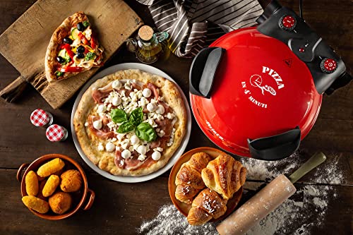Ariete 909 Fast and Compact Pizza Making Machine for Both Fresh and Frozen Pizzas, Forno Pizza da Gennaro equipped with a Timer and 5 Temp Levels