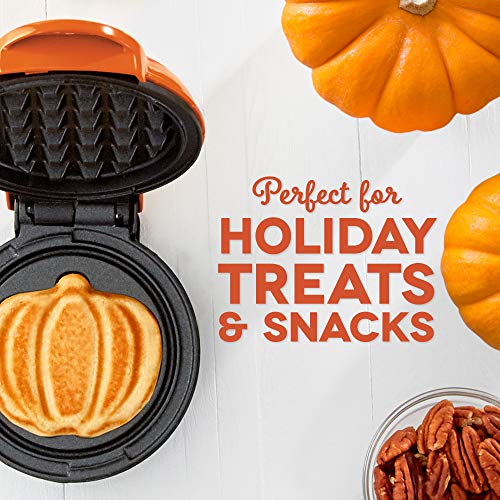DASH DMWP001OR Mini Maker for Individual Waffles, Hash Browns, Keto Chaffles with Easy to Clean, Non-Stick Surfaces, 4 Inch, Orange Pumpkin