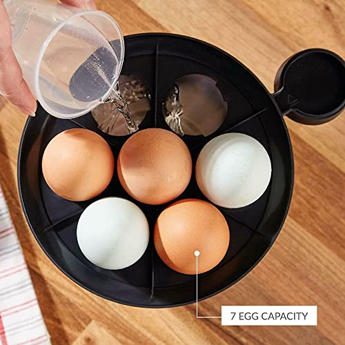 Andrew James Egg Boiler Poacher Electric Cooker with Steamer Attachment for Perfect Soft and Hard Boiled Eggs | up to 7 Egg Capacity | Water Meas