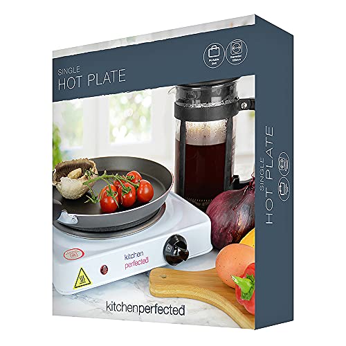 KitchenPerfected 1500W Single Hotplate / Cast Iron / Variable Heat Settings / Overheat Protection / Corrosion Resistant / Power Indicator / Non S