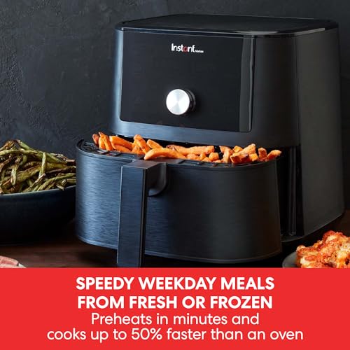 Instant Vortex Digital Single Drawer Air Fryer with Easy to Use 4 Smart Programmes - Air Fry, Bake, Roast and Reheat Capacity, Non-Stick and Dish