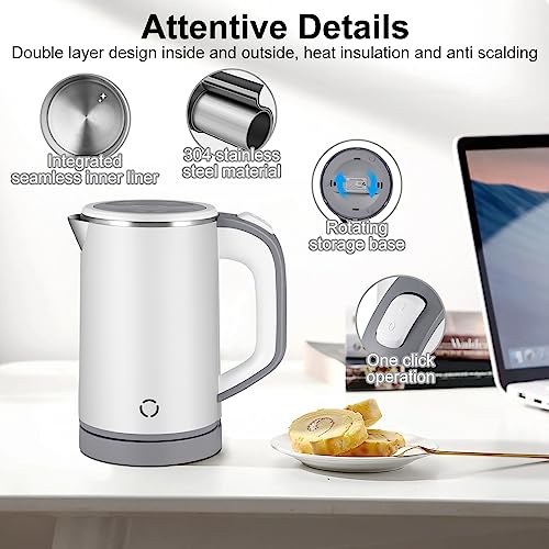 Electric Kettle, 800ML Travel Kettle Lightweight Small Kettle,5 Minutes Fast Boiling, Cordless Portable Kettle, Mini Camping Kettle,Stainless Ste