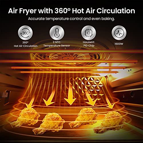 Hauswirt Air Fryer Oven 25 Litre Extra Large, Countertop Convection Oven with Grill/Airfryer/Dehydrator, Digital Touch Screen, Enamel liner, E-re