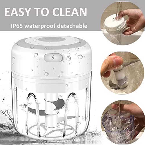 Electric Food Chopper, 250ML Mini Food Chopper with Silicone Spatula & USB Charging, Portable Mini Mincer Electric Food Processor for Vegetables,