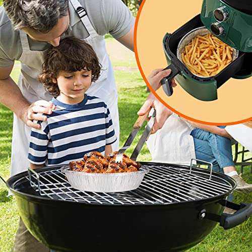 Oil-Proof Aluminum Foil Tin Box,Non-Stick Air Fryer Disposable Paper Liner,Round Aluminum Foil Trays Containers for Oven Air Fryer Cooking Baking