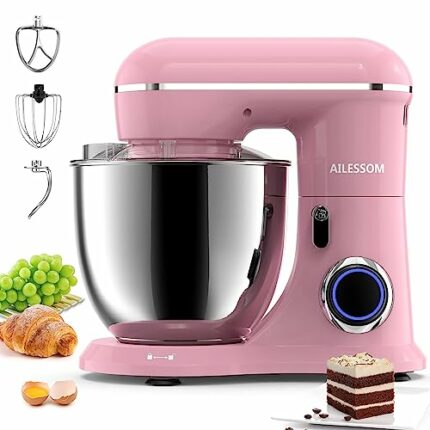 AILESSOM 3-IN-1 Electric Stand Mixer, 660W 10-Speed With Pulse Button, Attachments include 6.5QT Bowl, Dough Hook, Beater, Whisk for Most Home Co