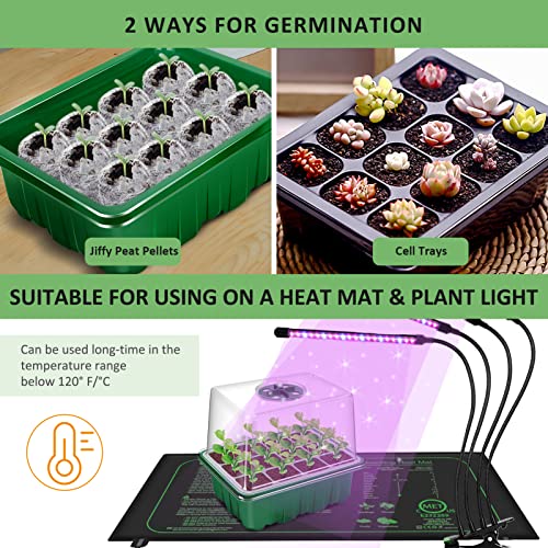 YAUNGEL Seed Trays, 10 Pack 120 Cells Propagator with Heightened Lids, Growing Thicken Seedling Starter Growing Trays with Adjustable Window for