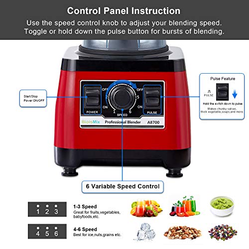 BioloMix Heavy Duty Professional Blender, Peak 2200W Commercial Grade Bar Blender With 70Oz Container For Shakes, Smoothies, Ice Crushing, Frozen