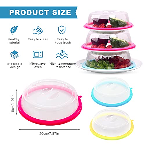 Hwtcjx 6 Pcs Microwave Cover, Plate Covers, Microwave Lid, Microwave Food Cover, Silica Gel + PP, Safe and Non-toxic, Easy to Clean, for Refriger