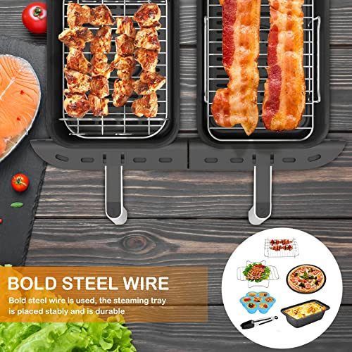 DIYARTS Air Fryer Accessories Set of 6 Fit for Ninja Foodi AF300UK AF400UK Dual Air Fryers, Include Pizza Pan, Racks, Egg Bite Mold, etc. Fit Tow