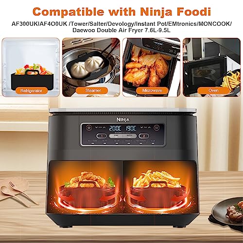 Air Fryer Accessories, 14 PCS Ninja Air Fryer Accessories Set for Ninjas AF300UK AF400UK - Ninja Air Fryer Silicone Liner, Air Fryer Rack, Oil Br