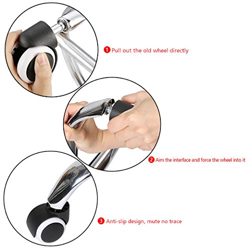 QH-Shop Chair Replacement Wheels Mute Office Chair Wheels for Office Chairs Protecting Hard Wood Floor for Office School Home 2 Inch 5 Pieces