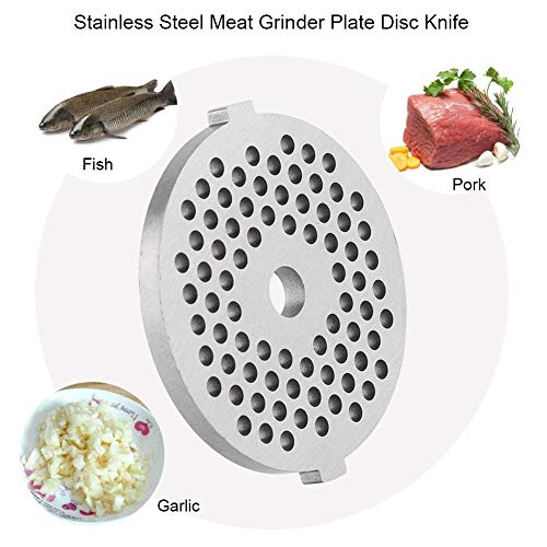 Fdit Stainless Steel Meat Grinder Plate Disc Knife Blades for Mixer and Chopper Attachment with Hole for Kitchen Accessory