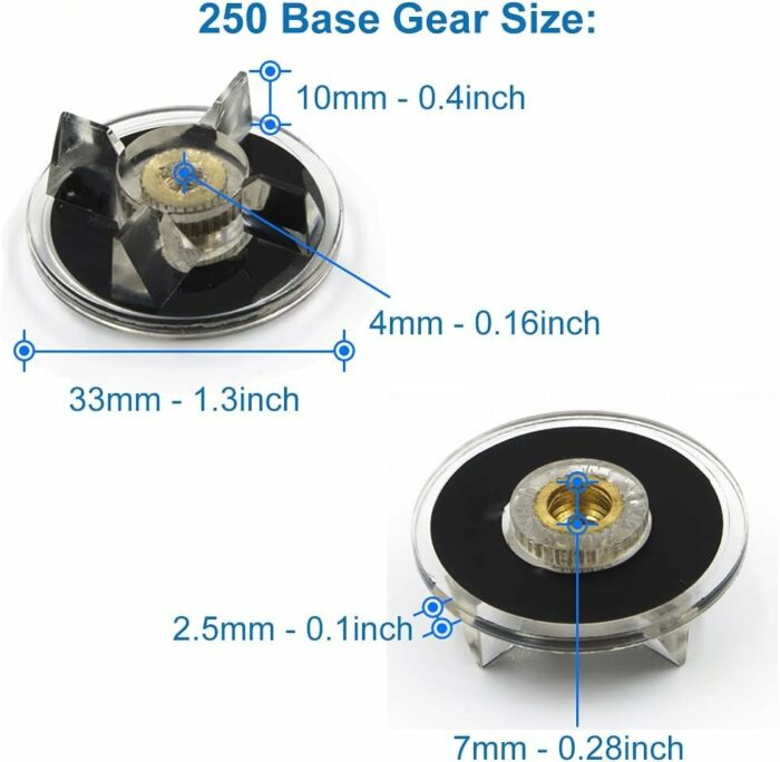 YUMILI Base Rubber Gears, 2 Base Gear+2 Rubber Blade Gears Spare Blender Replacement Parts Mixer Accessories, for 250W Juicer
