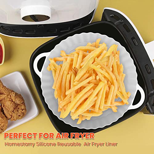 Homestarry Silicone Air Fryer Liner, 2Pcs Air Fryer Liners Reusable Silicone Pot, 8.3" Air Fryer Food Grade Silicone Baking Tray Coking Accessori