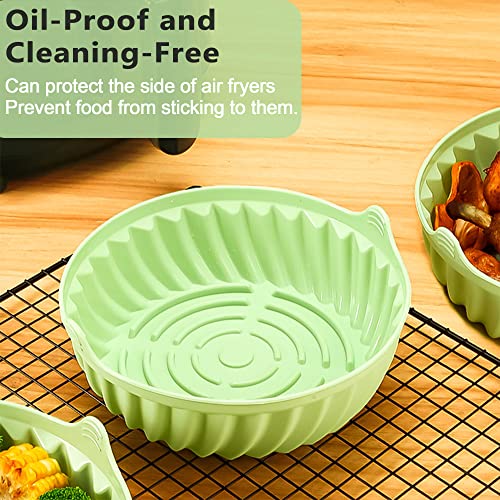 Air Fryer Silicone Pan, Silicone Air Fryer Liner 7.5 inch Air Fryer Silicone Basket Reusable Silicone Air Fryer Liner Oven Resistant Non Stick Ma