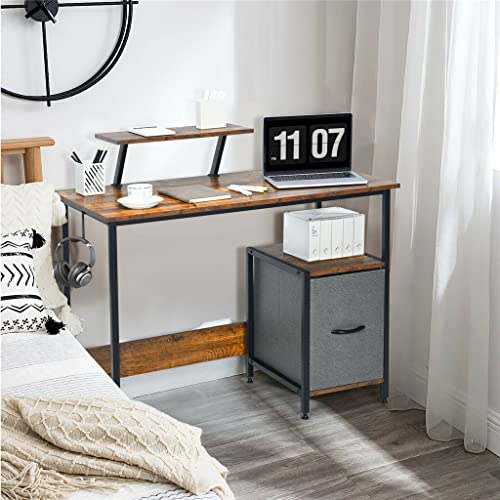 NXYJD Computer Desk Writing Workstation W/Movable Storage Rack & Shelf For Home Office