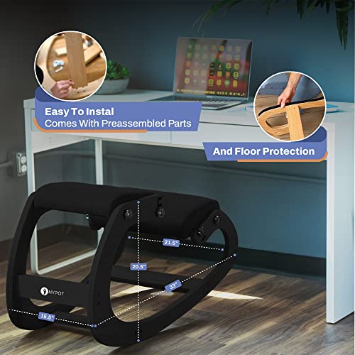 NYPOT Ergonomic Kneeling Chair - Adjustable Rocking Knee Chair Posture Chair - Wooden Office Chair for Back Pain Relief - Kneeling Stool and Angl