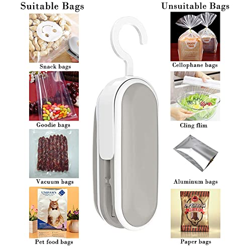DHinkyoung Bag Sealer with Hook, 2 in 1 Heat Vacuum Sealer Portable Bag Resealer Machine for Cookie Bag Chip Bag Pet Food Bag Kitchen Camping Tra