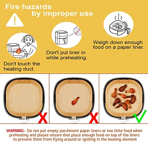 DJEIZME Air Fryer Liners,Air Fryer Paper Liners,Air Fryer Accessories,Oil Proof,Waterproof,Suitable for Air Fryer Steamer,Microwave Oven, 50PCS