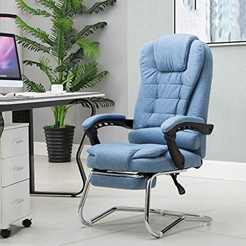 Mu Computer Chair,Home Modern Office Chair Reclining Back Boss Chair Leisure Lift Fabric Swivel Chair Loading 200Kg,Blue,53 * 65 * 106Cm