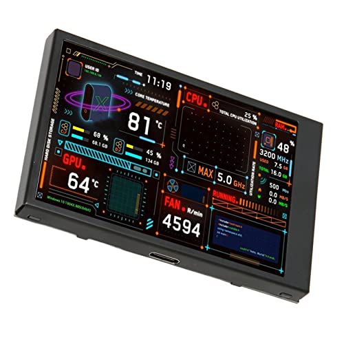 Airshi PC CPU Data Monitor, 3.5 Inch Computer Temperature Monitor Theme Editor for Gaming