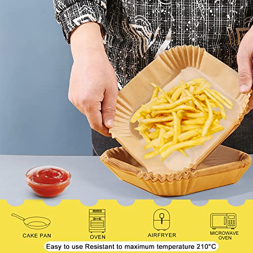 Air Fryer Liners 50PCS Air Fryer Paper Liners 20CM Baking Liners Disposable Paper Liners Non Stick Air Fryer Parchment Paper Oil and Water Proof