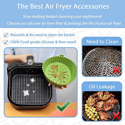 Air Fryer Silicone Pot, 2 PCS Reusable Air Fryer Silicone Basket, 6.3inch Air Fryer Accessories for Oven, Microwave Cake Baking Pans, Home Kitche