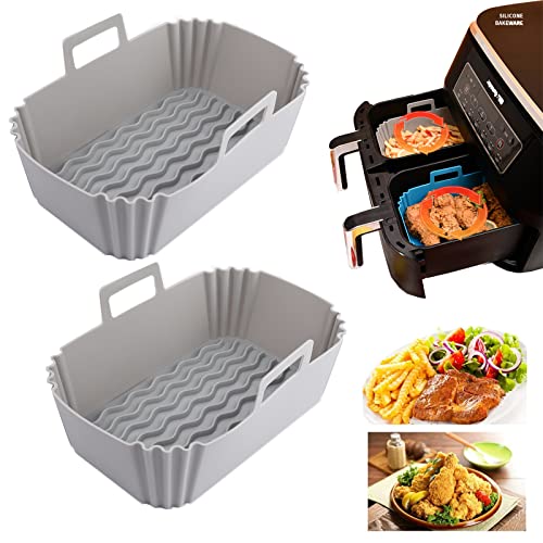 Silicone Air Fryer Liners for Ninja Dual Air Fryer, Reusable Air Fryer Silicone Liner for Ninja Air Fryer Accessories, Air Fryer Basket Airfryer