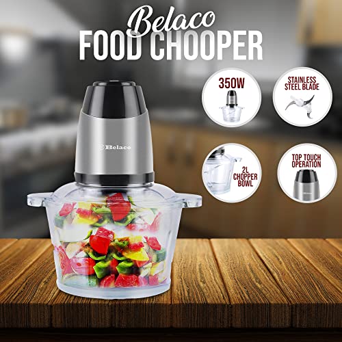 Food Processor Blender Mixer Chopper Meat 2L Glass Bowl Vegetable Grinder Fruits Nut Multi-Functional Sharp Steeliness Steel Blade