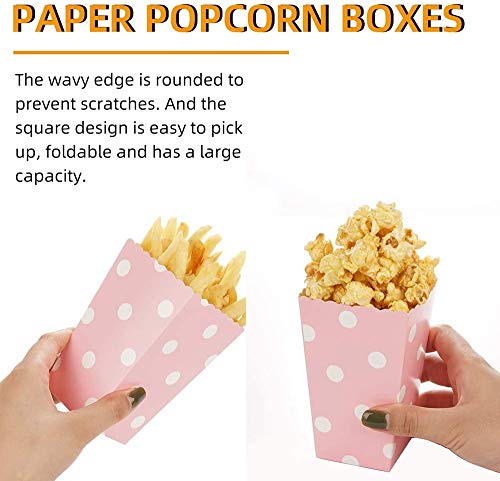 JAVOUKA 20 x Popcorn Bags, Paper Bags, Popcorn Boxes for Party Snacks, Sweets, Popcorn and Gifts Bags - Blue + Pink