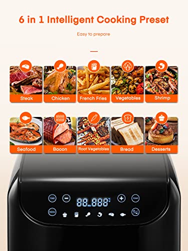 HOUSNAT Air Fryer, 1700W 5.5L Large Air Fryer Oven for Family, Presets to Bake, Roast, Reheat, LED One Touch Screen, Timer & Adjustable Temperatu