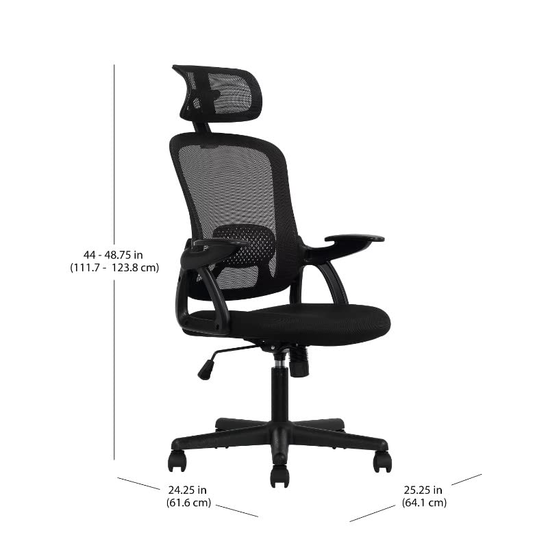 MXIAOXIA Mainstays Ergonomic Office Chair With Adjustable Headrest, Black Fabric, 275lb Capacity