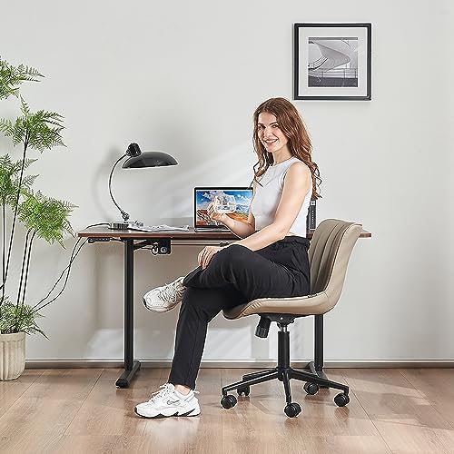 Kidol & Shellder Home Office Chair Swivel Armless Desk Chair Faux Leather Upholstered Office Computer Chair Modern Swivel Rocking Desk Chairs wit