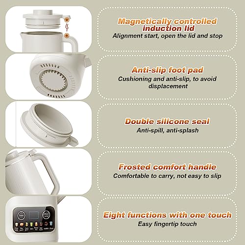 Nut Milk Maker Machine - 20 oz Multi Automatic Almond Milk Machine with 10 Blades, Homemade Almond, Oat, Soy, Etc Grain, Soy Milk Maker Machine w