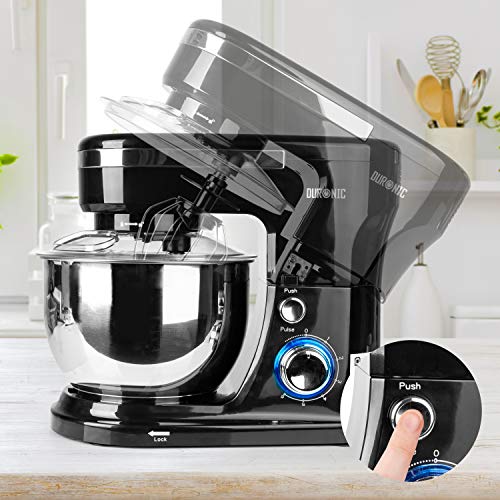 Duronic Electric Stand Mixer SM104, Kitchen Mixers, 6 Speed + Pulse Function, 1000W, 4 Litre Mixing Bowl with Splash Guard, Includes Beater, Whis