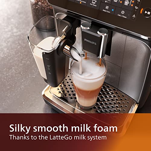 Philips 3200 Series Bean-to-Cup Espresso Machine - LatteGo Milk Frother, 5 Coffee Varieties, Intuitive Touch Display, Silver (EP3246/70)
