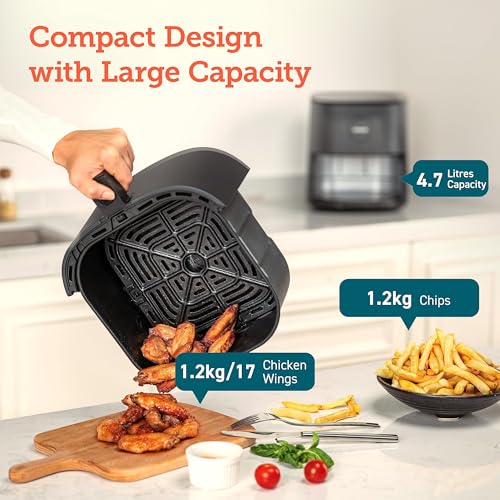 COSORI Air Fryer 4.7L, 9-in-1 Compact Air Fryers Oven, 30 Recipes Cookbook, Max 230℃ Setting, Digital Tempered Glass Display, Quiet, 4 Portions,