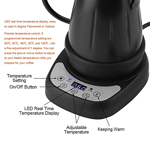 Diguo Variable Temperature Digital Electric Gooseneck Kettle, Pour Over Coffee, Hand Drip Kettle Narrow Spout Premium Stainless Steel Tea Kettle,