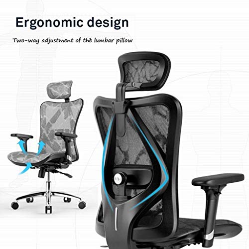 Mu Computer Chair,Ergonomic Chair Home Comfortable Office Chair Study Chair Sports Seat Comfortable Seated Loading 200Kg,Gray,70 * 70 * 106Cm