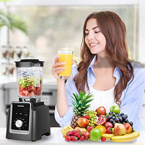 Biolomix Professional Blender, 2200W 6 preset smart IQ, manual mode to adjust time and speed,2L capacity with 500ml grinding cup,Smoothie Blender
