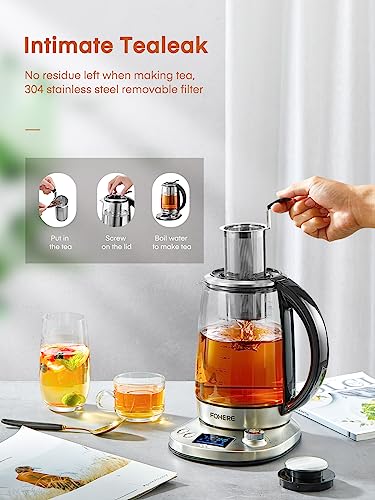 Electric Kettles, FOHERE Kettles Electric Fast Boil Quiet, Variable Temperature Kettle - 40℃~100℃, Keep Warm 2Hr, Detachable Filter Kettle, Auto