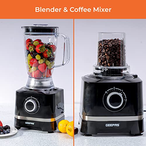 Geepas 800W 10 in 1 Food Processor Blender | Multifunctional Electric Blender Chopper Shredder Slicer French Fry Cutter Citrus Juicer Whisk Emuls