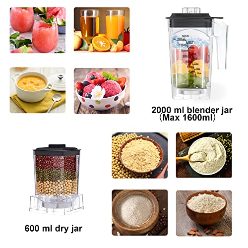 Biolomix Professional Blender, 2200W 6 preset smart IQ, manual mode to adjust time and speed,2L capacity with 500ml grinding cup,Smoothie Blender