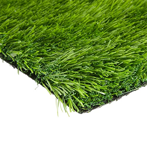 4-Pack Artificial Grass Mat Squares 30.5 x 30.5 cm Fake Turf Tiles for Balcony, Patio, Outdoor Faux Placemats, DIY Crafts and Decorations (Green,