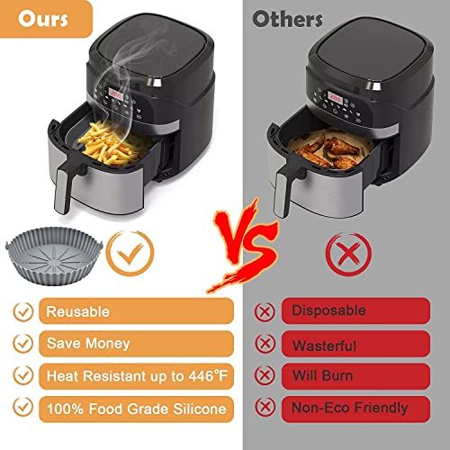 Air Fryer Silicone Pot, 3 Pack Reusable Silicone Air Fryer Liners, Air Fryer Accessories, Replacement for Disposable Parchment Paper Liner(7.3 in