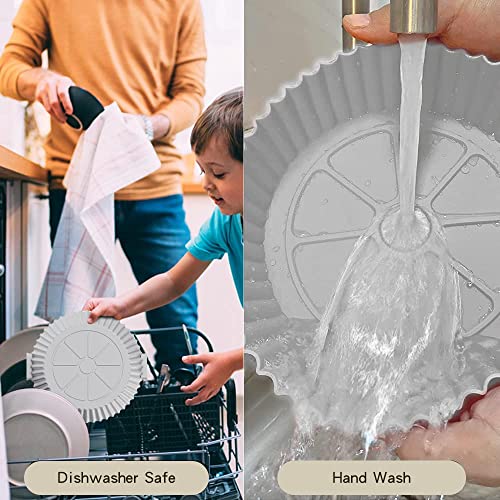 2 Pack Air Fryer Liners for Ninja Air Fryer Dual,Air Fryer Liners Reusable,Silicone Round,Air Fryer Replacement Basket,Dishwasher Safe,Non Stick,