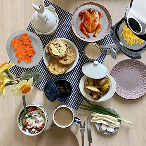 8 Inch Reusable Air Fryer Silicone Liners/ Tray for Home Kitchen, CNMTCCO Round Air Fryer Silicone Pot, Air Fryer Accessories/ Basket (Grey + Gre